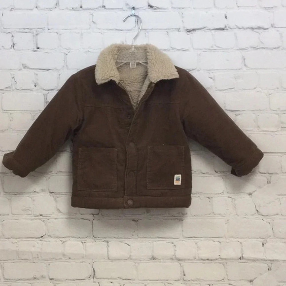 Zara Brown Reversible Sherpa Corduroy Jacket 12-18M - Picture 1 of 7